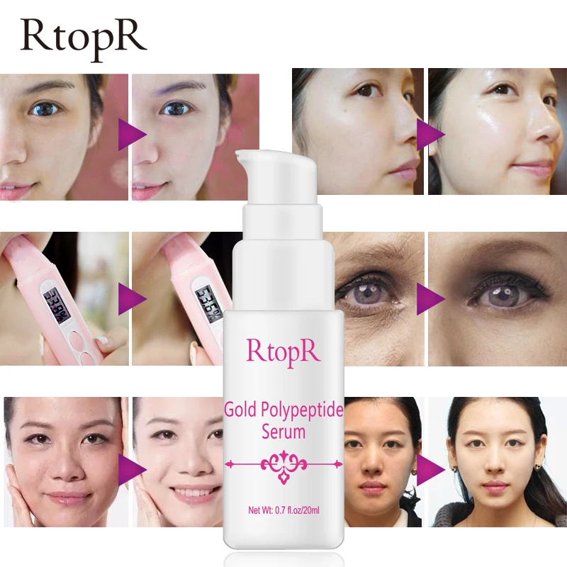 20ml Gold Polypeptide Serum Argireline Repair Skin Anti-aging Hyaluronic Acid Whitening Skincare Essence Anti Wrinkle TSLM1