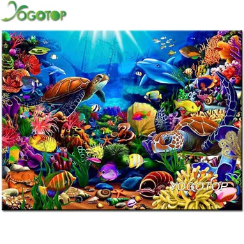 

Full drill 5D DIY Diamond embroidery undersea Turtle dolphin fish Diamond Painting Cross Stitch Rhinestone Mosaic Animal YY2812
