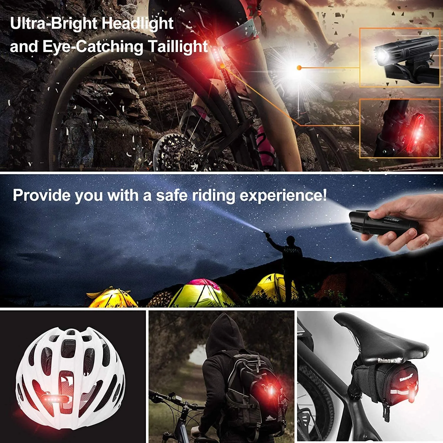 2pcs Durable Bike Tail Light Ascher Ultra Bright USB Rechargeable Bike Light Set Luz de la bicicleta accesorios para bicicletas 2pcs Durable Bike Tail Light Ascher Ultra Bright USB Rechargeable Bike Light Set Luz de la bicicleta accesorios para bicicletas