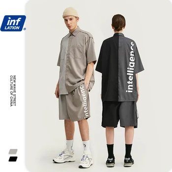 

INFLATION Men Suit Summer Tracksuit термобелье Ropa hombre Polyester Short Sleeve Men Shirt Elastic Drawstring Men Casual Short