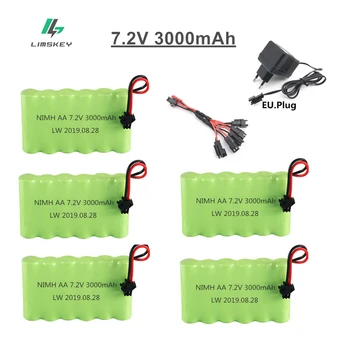 

7.2v 3000mAh Ni-NH Battery And Charger For Rc toys Car Tanks Robots Gun 3000mah AA 7.2v Rechargeable Battery Pack For Rc Boats
