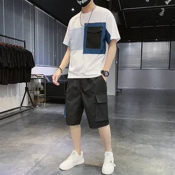 

2020 Casual Tshirt Short Trousers Men T-shirt Set Summer Hot Sale Men's Sets T Shirts+Short 2 Pieces Sets Casual Tracksuit Male