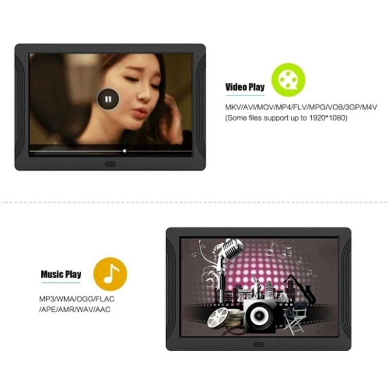 JABS 7 Inch LED Digital Photo Frame Desktop Electronic Album 1280x800 HD 16:9 Display Supports Music/Video/Photo Player/Alarm Cl