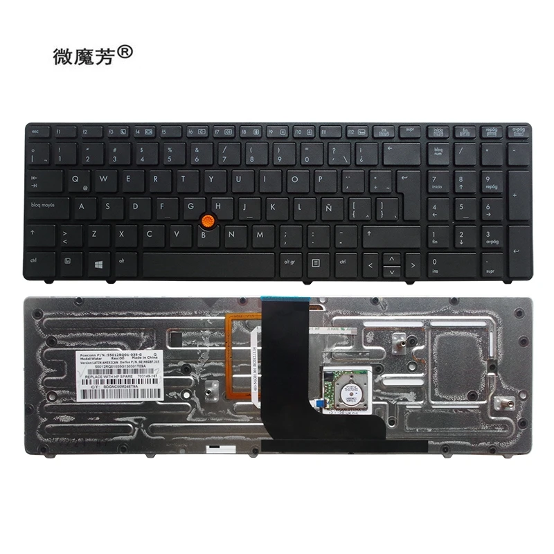 Испанская SP Клавиатура для ноутбука HP Probook 8560W 8570W без подсветки Черный |