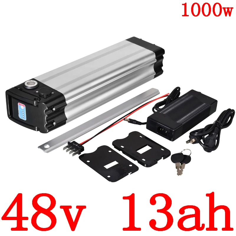 Buy OOR 48V 13AH electric bicycle battery 48v 13ah Lithium battery with 30A BMS and 54.6V 2A charger for 48V 500W 750W 1000W Ebike motor 