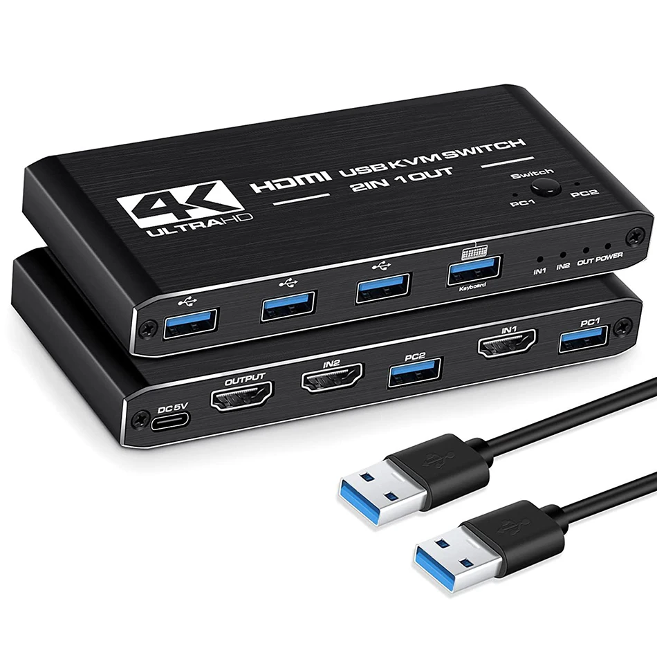 HDMI-compatible Splitter 4K Switch KVM switch USB 2 in 1 Switcher For computer monitor Keyboard And Mouse EDID / HDCP Printer |