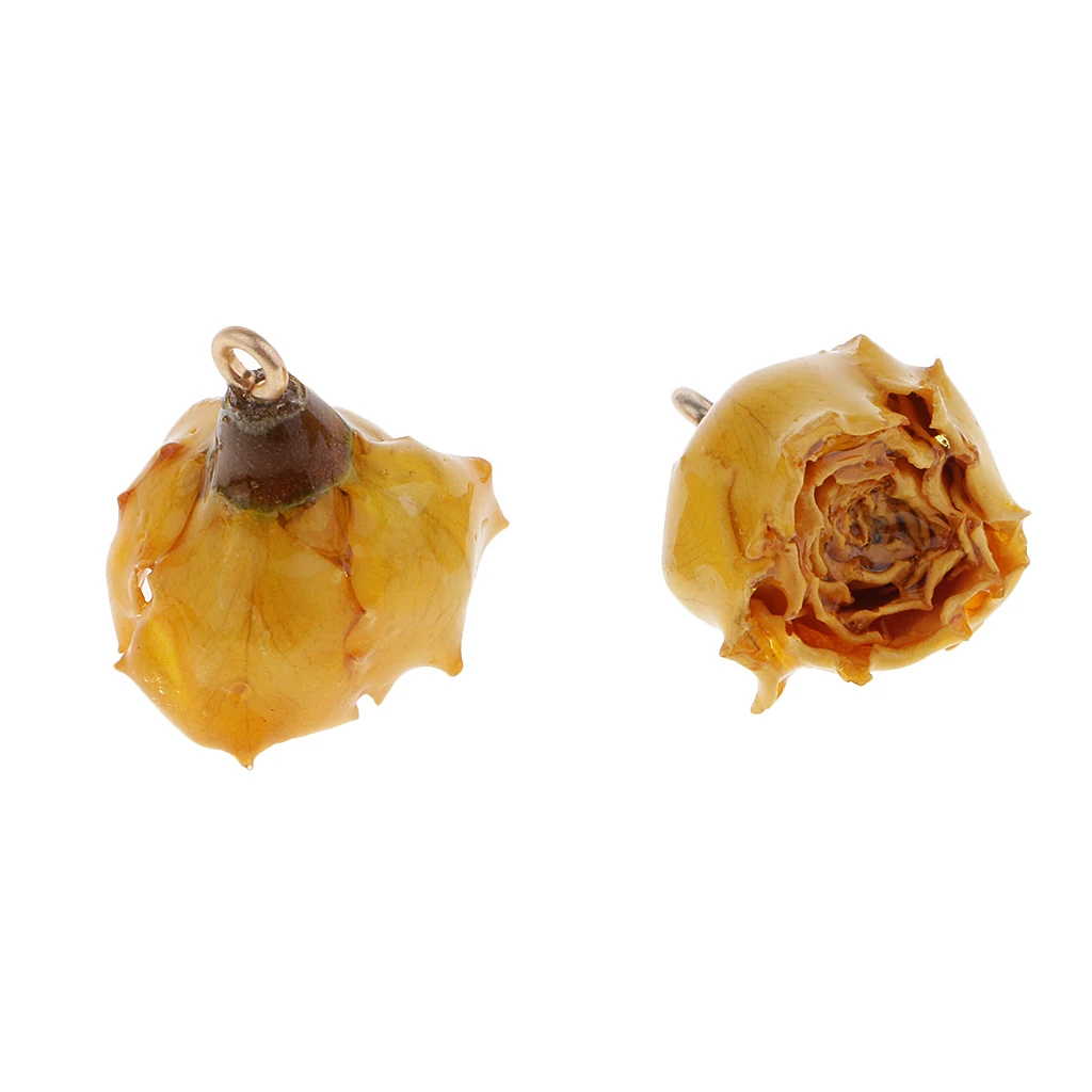 2x Resin Dried Flowers Rose Charms Pendant fit Dangle Earring Jewelry Making
