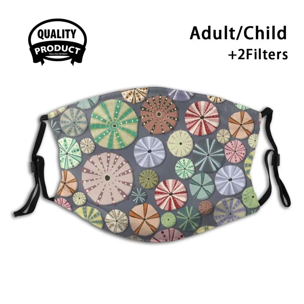 

Sea Urchins Fashion Mouth Masks Filter Adult Kids Face Mask Sea Urchin Ocean Reef Animal Pattern Marine Aquatic Gray Water