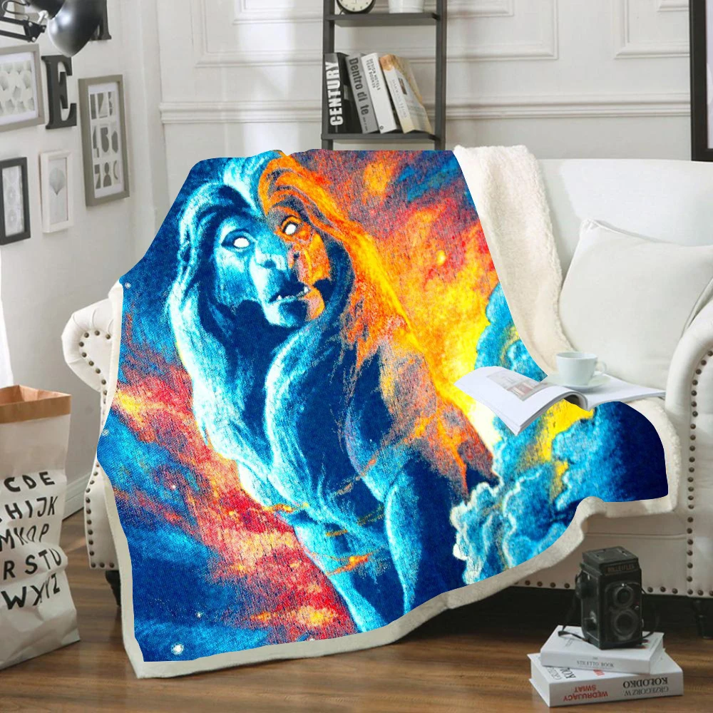 Kids Anime Lion King Simba 3D Blanket Fleece Cartoon Art Print Children Warm Bed Throw Blanket newborn bayby Blanket Boys Gifts