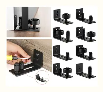 

Carbon Steel Adjustable Wall Mount Sliding Barn Door Bottom Floor Guide Hardware Barn Door Hanging Rail Stopcock Double wheel