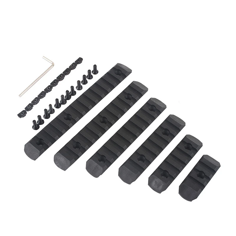 Тактический KeyMod& M-LOK полимерная направляющая набор(6 шт.) Picatiny Rails Cover Weaver Rail Mount Adapter - Цвет: BK