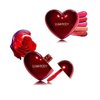 

5 Colors Heart-shaped Lip Gloss Moisturizing Non-stick Cup Waterproof Long Lasting Colorfast Liquid Lipstick Full Size-