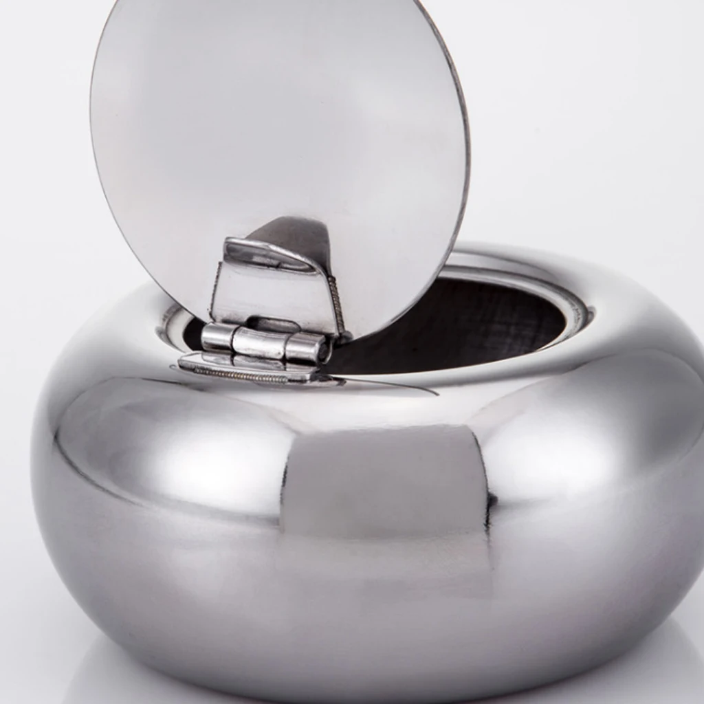 Stainless Steel Tabletop Ashtray with Cigarette Holder Windproof Unbreakable