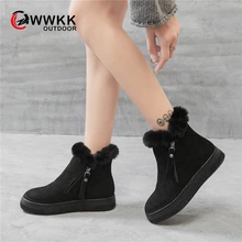 WWKK/Зимние ботиночки; женские утепленные Ботильоны на молнии; Плюшевые ботинки на меху; домашняя короткая обувь для женщин
