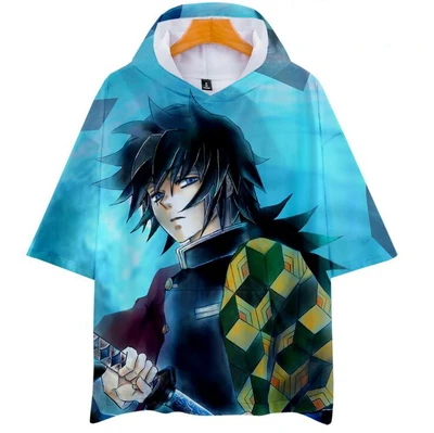 [Сток] Kimetsu no Yaiba Tanjirou Nezuko Zenitsu Giyuu пуловер для косплея рубашка с капюшоном XS-4XL унисекс - Цвет: Коричневый