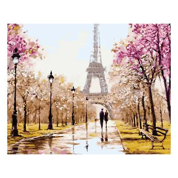

40*50cm Paris Railroad Diy Digital Painting By Number Kit For Adults Kids Wall Art Paintings Home Decoration Painting