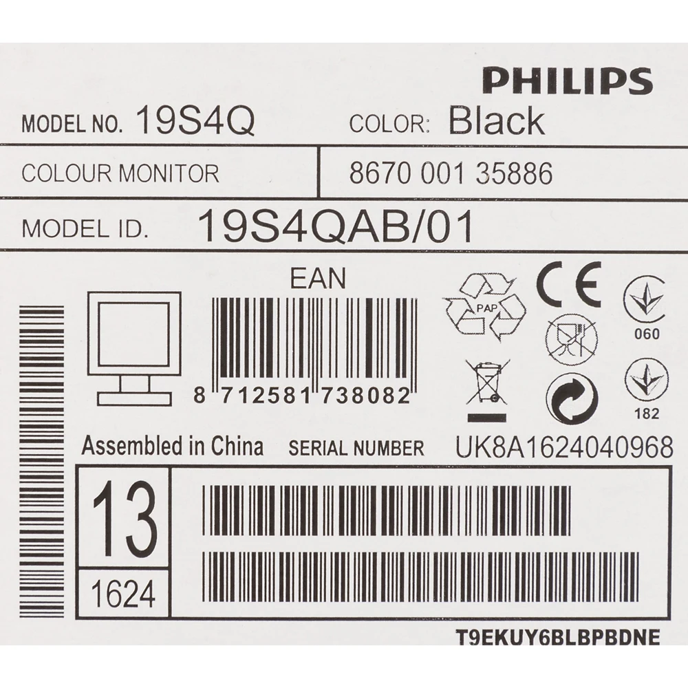 Монитор Philips 19" 19S4QAB(00/01) черный IPS LED 5:4 DVI M/M Mat 250cd