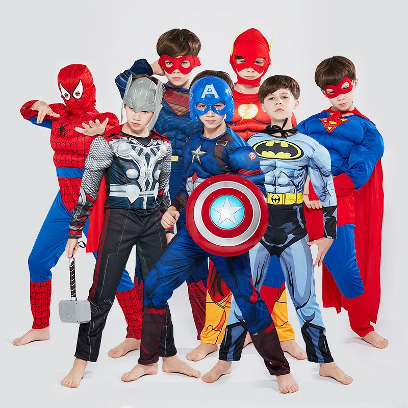 Halloween Party Performance Costume Child Avengers Captain America Iron Man Superman Spider-Man Optimus Prime Muscle Set | Тематическая
