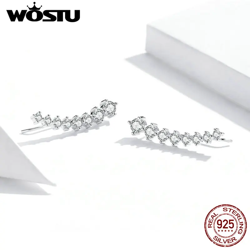 Женские серьги гвоздики WOSTU подлинные из стерлингового серебра 925 пробы с