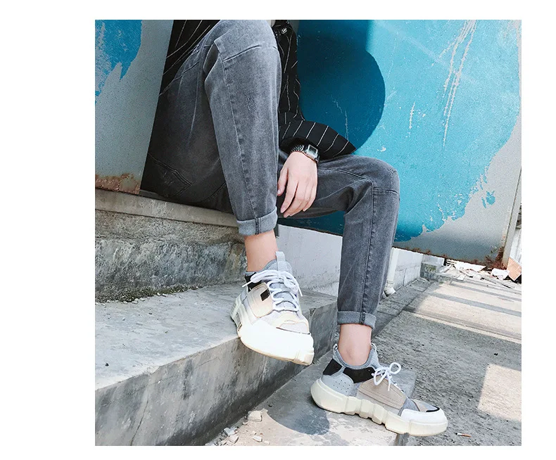 Модные однотонные мужские повседневные зауженные джинсы больших размеров Длина по щиколотку джинсовые карманы брюк Длина по щиколотку уличная одежда