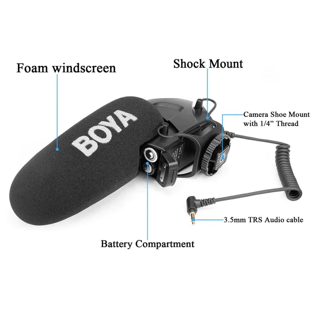BOYA BY-BM3031 микрофон-пистолет Супер-кардиоидный конденсаторный студийный видео-микрофон для интервью Nikon Canon sony DSLR камера