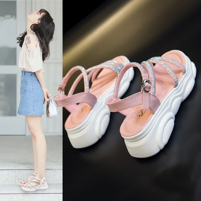 

2019 Summer New Style Korean-style Versatile Student Network Red Cowhide Rome Sandals Fairy Wind CHIC Flat Sandals Women's