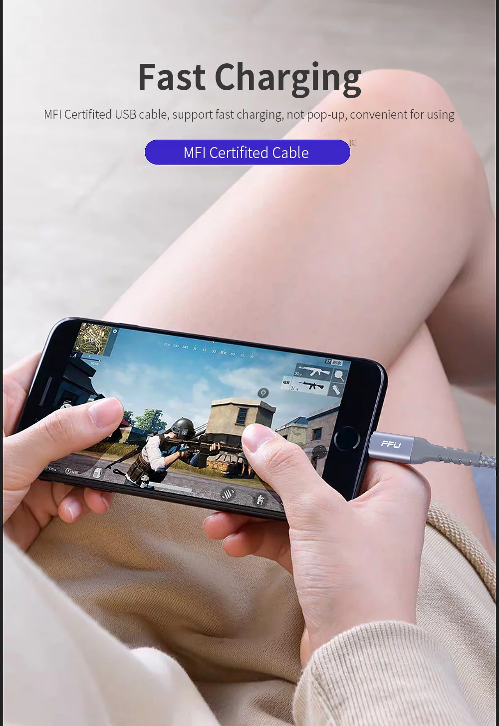 FPU MFI Lightning USB кабель для iPhone 11 Pro XS Max XR X 8 7 6s 6 5 iPad Быстрая зарядка кабель для передачи данных кабели для мобильных телефонов зарядное устройство 1 м