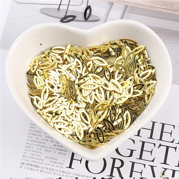 100Pcs/Pack 3*9MM Hollow Horse Eyes Sequins PVC Paillettes DIY Wedding Sewing Sequin Craft Garment Lentejuelas Accessories Light Golden