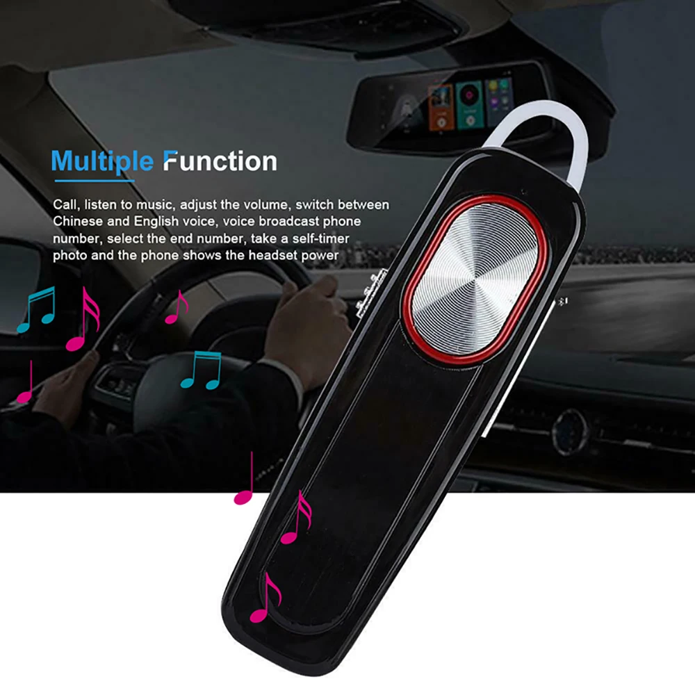 Men Wireless Bluetooth Single Earphone Business In Ear Headset Hands free Stereo Long Standby Time with Ear Hook for iPhone 11
