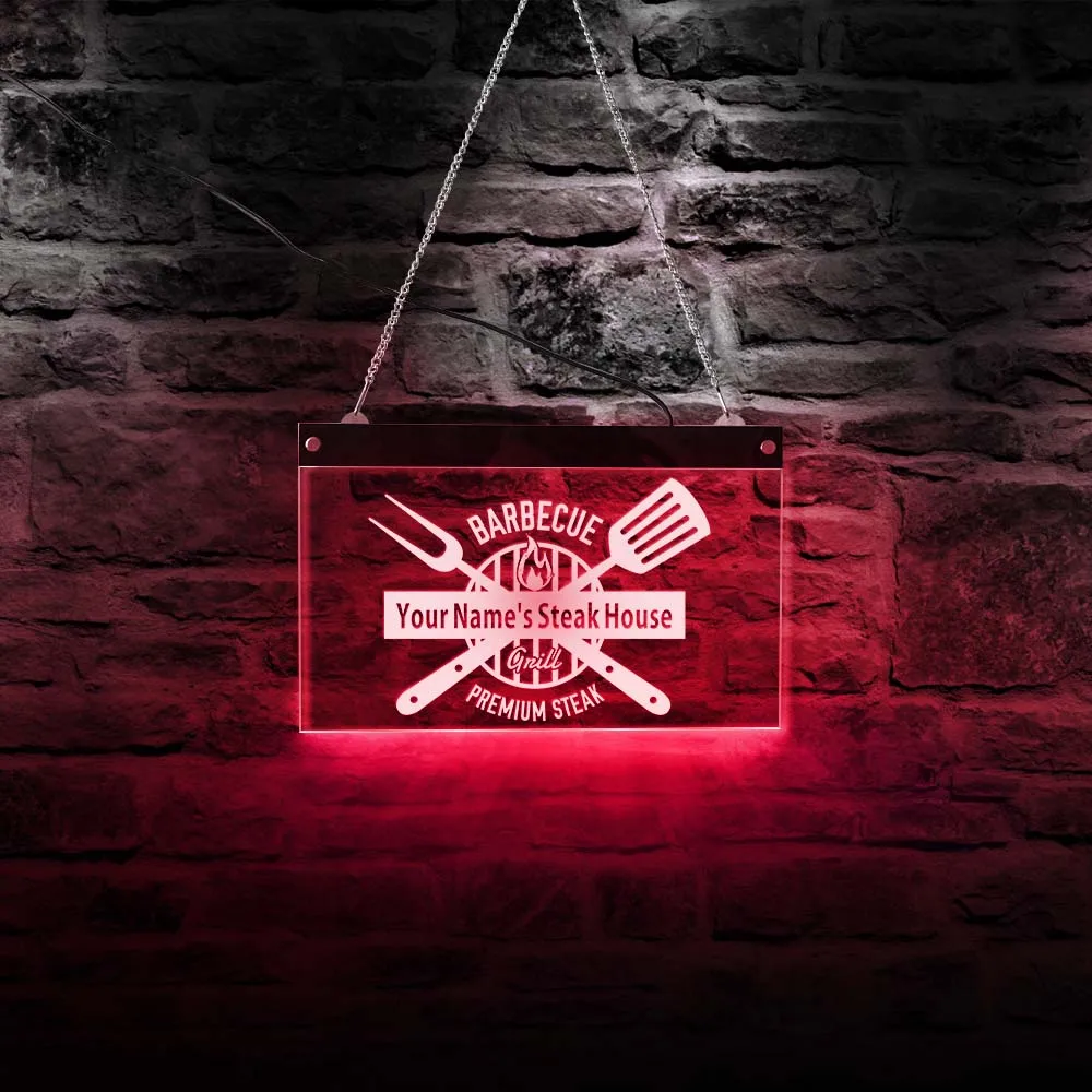 Премиум стейк Ресторан барбекю гриль LED Бизнес Реклама настенная Вывеска на