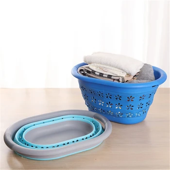 

61*45cm Waterproof Storage Basket Bag Toy Dirty Laundry Basket Bag Clothes Toys Storage Box Sundries Silicone Collapsible Basket