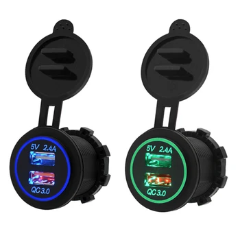 

DC12V-24V 5V/3.4A QC 3.0 Car Power Socket Auto Quick Charger Dual USB Vehicle Car Charger for Mobile Phone Waterproof