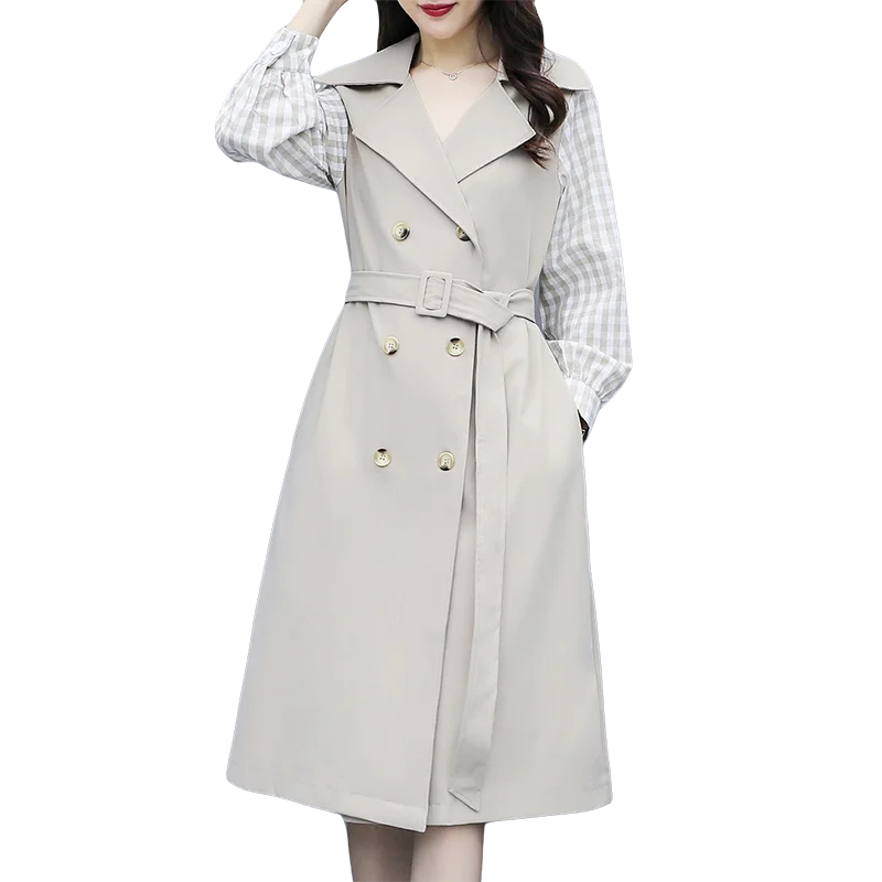 

2020 Spring Autumn New Women's Casual Trench Coat Oversize Double Breasted Vintage Outwear Loose Long Trench Coat with Bel
