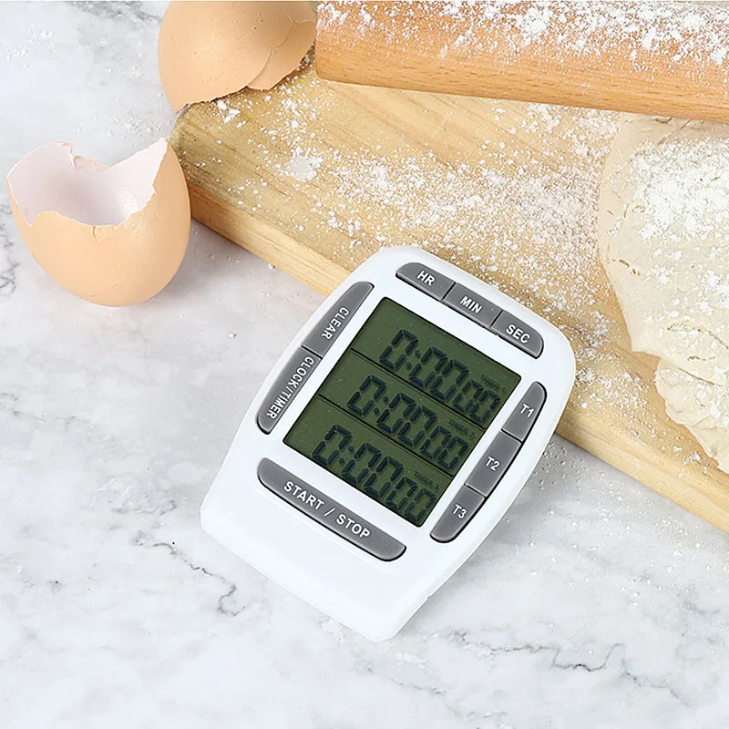 

Electronic Countdown Timers 3 Display Channels Multifunctional Kitchen Cooking Timer Time Counting Device