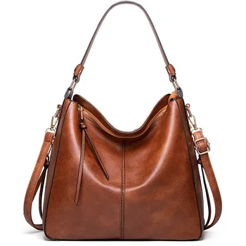 

Casual brand designer Hobo bags Women's Soft Oil wax PU Leather Handbags Tassel Shopping Crossbody Bag Female Shoulder Bags