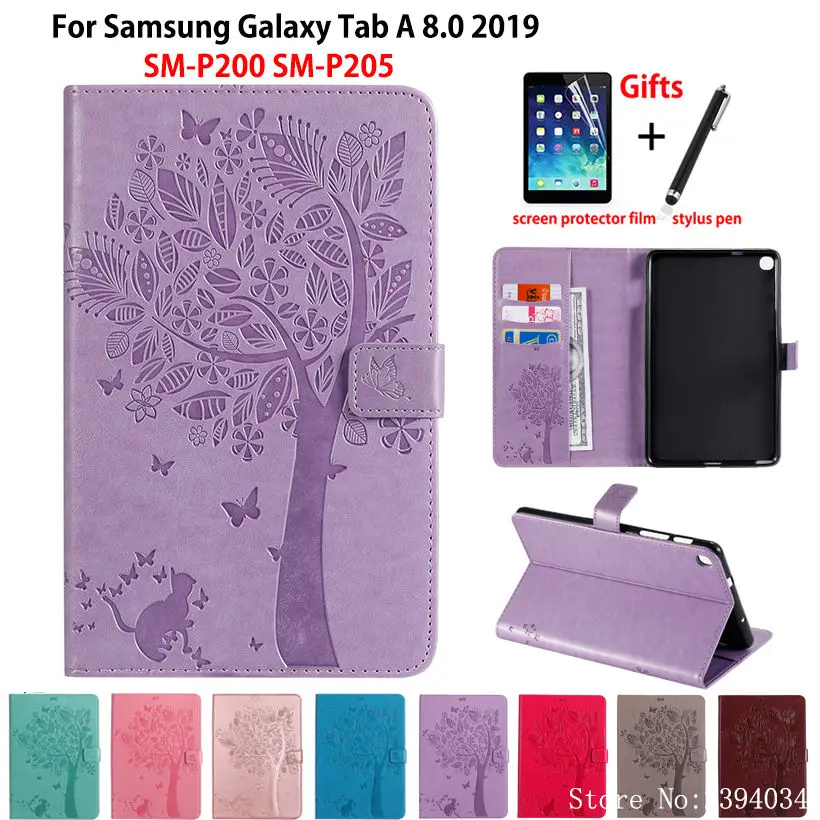 Чехол для samsung galaxy tab A 8 0 2019 с S Pen SM-P200 P200 P205 P207 чехол Funda рисунком кошки и дерева