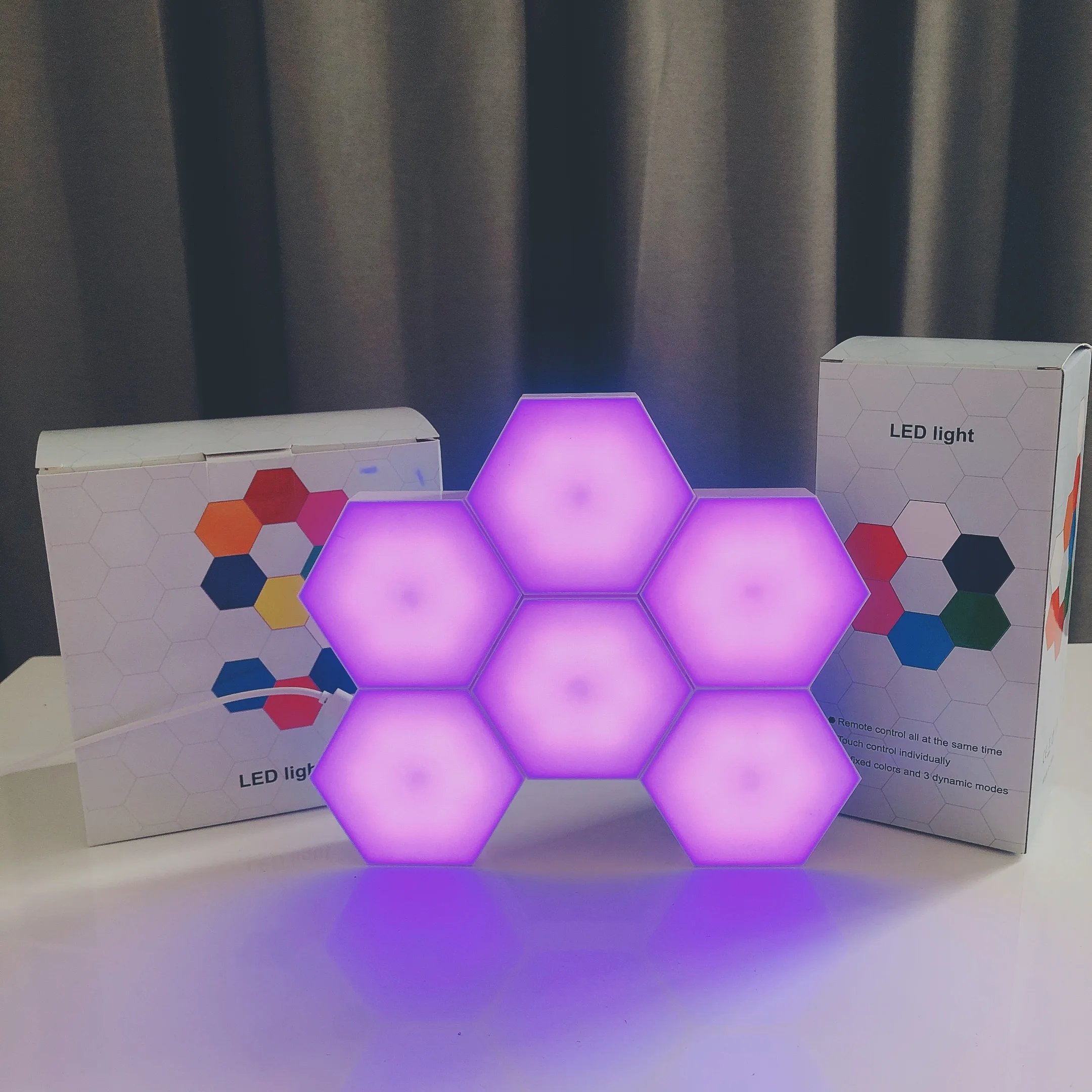 Sensível ao Toque Lâmpada Hexagonal Modular Controle Remoto Luz Noturna Magnética Rgb Led 8 Lâmpada hexagonal rgb, lâmpada led sensível ao