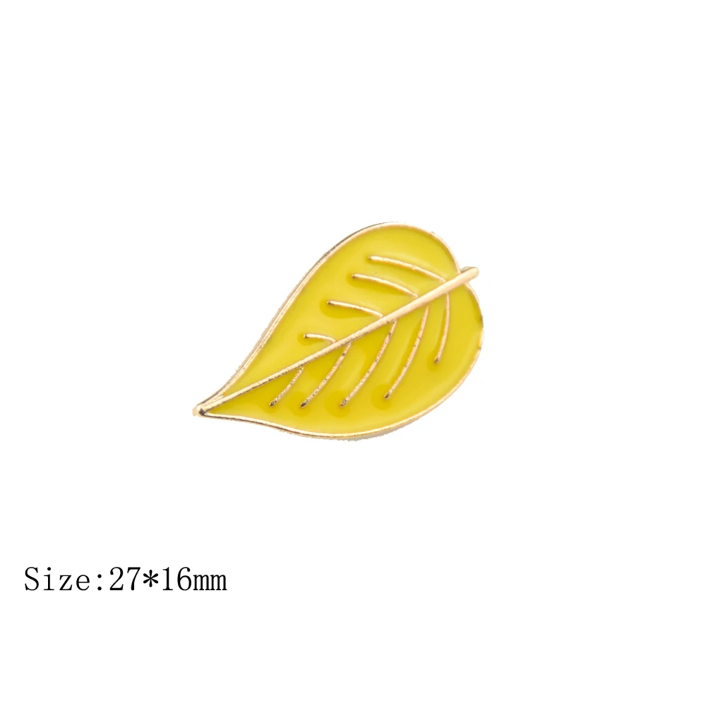 

100pc Lemon Yellow Leaves Badge Brooch Leaf Plant Lapel pin Enamel pin Backpack Bag Accessories