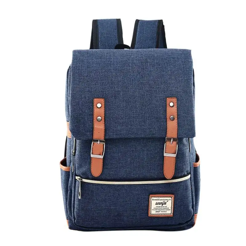 Fashion Laptop Backpack Women Bags Men Travel vacancy Backpacks Retro Casual Bag School Bags For Teenager - Цвет: navy blue