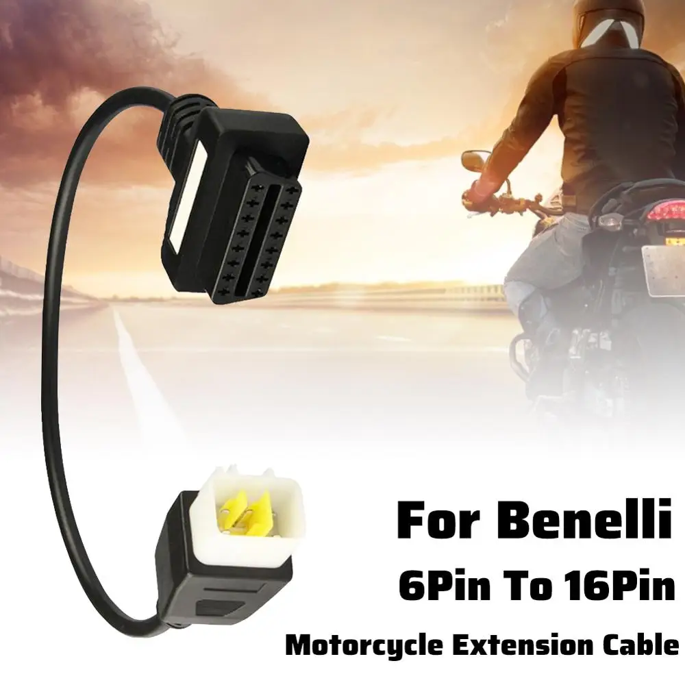 

Diagnostics 6 Pin to OBD2 16 Pin Adaptor Cable Motorcycle Fault Detection Connector Fits for Benelli Motorcycle OBD2 Adapter