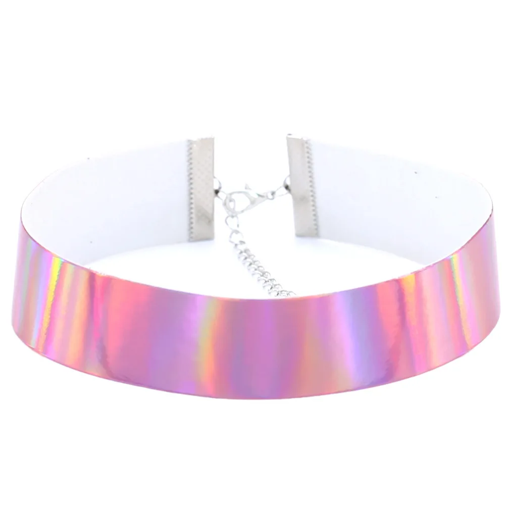 Chockers Harauku PU Leather Choker Necklace Women Holographic Heart Metal  Laser Collares Chocker Jewelry Will And Sandy From Harrypotter_jewelry,  $1.42