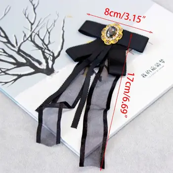 

2020 Women Retro Lace Ribbon Bowknot Brooch Alloy Bee Faux Crystal Collar Needle Pin