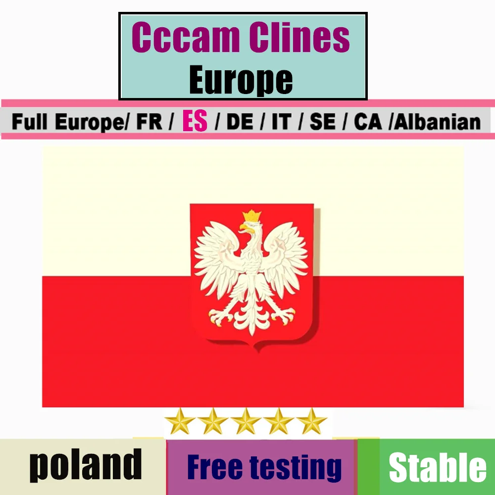 

Special for poland Europe HD 1 Year CCCam Spain Portugal Germany Poland Satellite tv Receiver 7 Clines For DVB-S2 GTMEDIA v7s V8