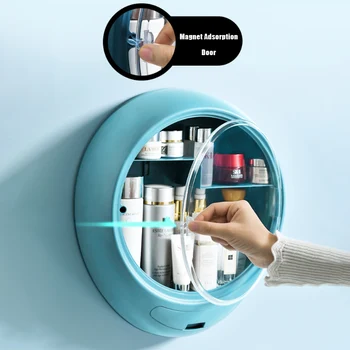 

Bathroom Makeup Organizer Punch-free Large Capacity Jewelry Wall-mounted Cosmetic Storage Box Women Skin Care Beauty Rack