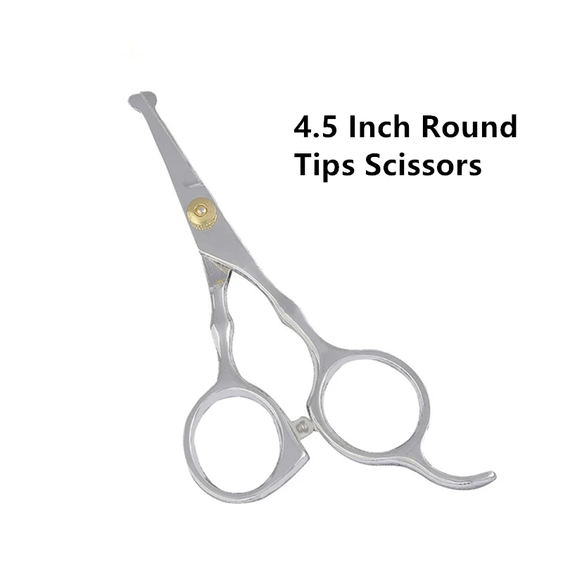 4.5 Inch Round Tips Ножницы для собак из нержавеющей стали, изогнутые ножницы с острым краем для Стрижки животных, кошек, волос, парикмахерские инструменты для ухода за волосами, набор 4,"-7" - Цвет: 4.5 Inch Round Tips