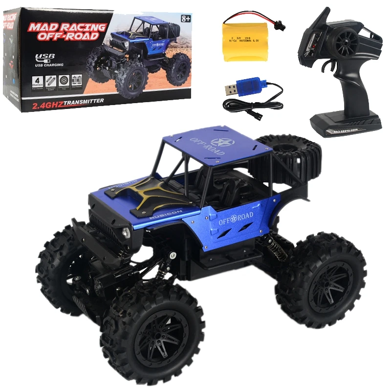 Blue 1/14 2,4G 4WD внедорожник RC скалолазание автомобиль 15 км/ч сплав высокая скорость S грузовик детские игрушки Рождественский подарок - Цвет: Blue