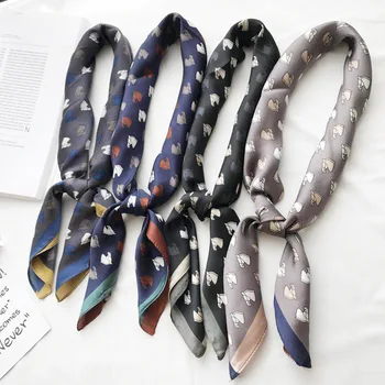 

68*68CM New Women's Fashion Simple Printed Small Silk Scarf Elegant Temperament Small Tie Can Be Used As A Hair Band