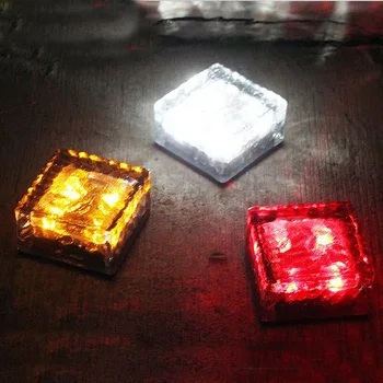 

4 Leds Frosted Glass Brick Paver Garden Light Solar Ground Light Waterproof Ice Cube Rocks for Path Road Square Yard