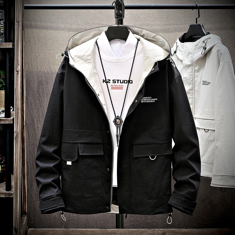 

19251 # [Main Push-] Autumn Korean-style Trend INS Tooling Jacket Sports Autumn Clothing Handsome Function Jacket
