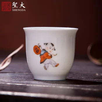 

tea cup cup of jingdezhen ceramic hand-painted new color boy make spring master cup of tea by hand kung fu tea cups